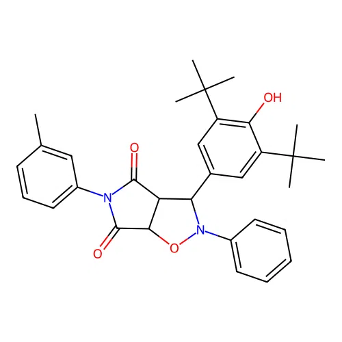 3-(3,5-di-tert-butyl-4-hydroxyphenyl)-2-phenyl-5-(m-tolyl)dihydro-2H-pyrrolo[3,4-d]isoxazole-4,6(5H,6aH)-dione structure