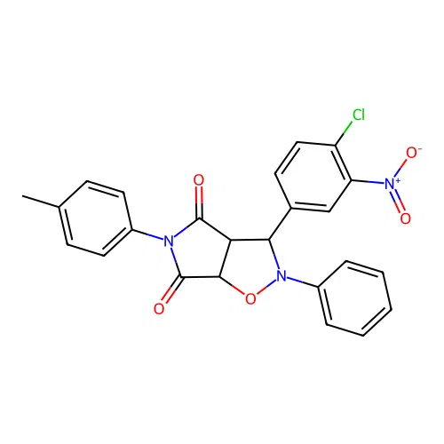 3-(4-chloro-3-nitrophenyl)-2-phenyl-5-(p-tolyl)dihydro-2H-pyrrolo[3,4-d]isoxazole-4,6(5H,6aH)-dione structure