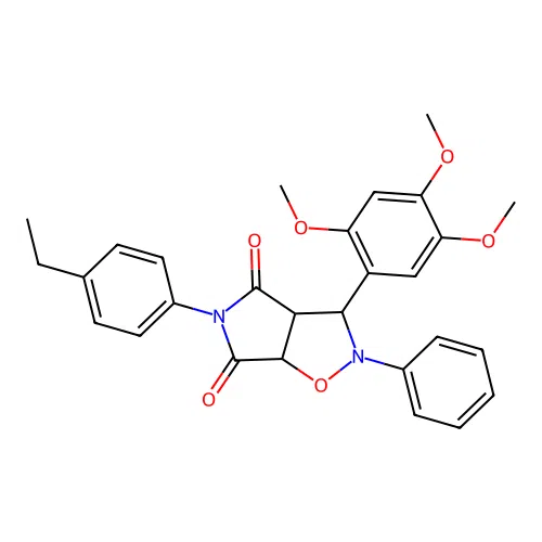 5-(4-ethylphenyl)-2-phenyl-3-(2,4,5-trimethoxyphenyl)-3a,6a-dihydro-3H-pyrrolo[3,4-d][1,2]oxazole-4,6-dione structure