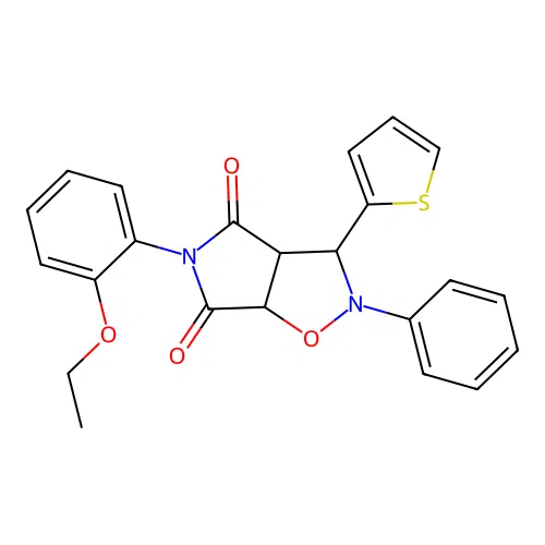3-(2-ethoxyphenyl)-7-phenyl-8-thiophen-2-yl-6-oxa-3,7-diazabicyclo[3.3.0]octane-2,4-dione structure