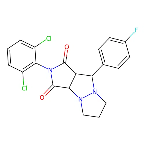 2-(2,6-dichlorophenyl)-9-(4-fluorophenyl)hexahydro-1H-pyrazolo[1,2-a]pyrrolo[3,4-c]pyrazole-1,3(2H)-dione structure