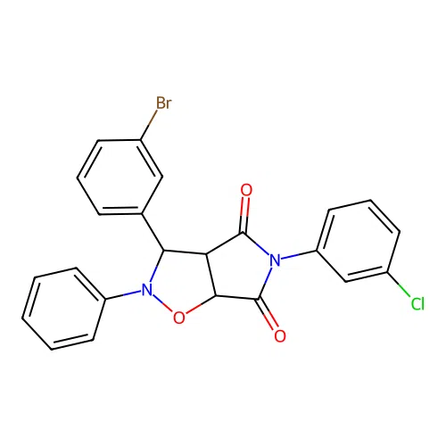 3-(3-bromophenyl)-5-(3-chlorophenyl)-2-phenyl-3a,6a-dihydro-3H-pyrrolo[3,4-d][1,2]oxazole-4,6-dione structure