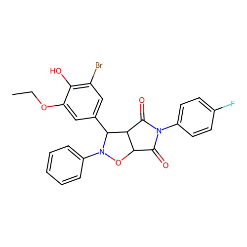 3-(3-bromo-5-ethoxy-4-hydroxyphenyl)-5-(4-fluorophenyl)-2-phenyl-3a,6a-dihydro-3H-pyrrolo[3,4-d][1,2]oxazole-4,6-dione structure