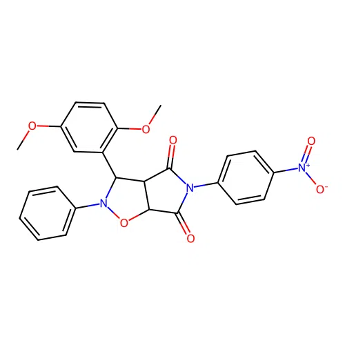 3-(2,5-dimethoxyphenyl)-5-(4-nitrophenyl)-2-phenyl-3a,6a-dihydro-3H-pyrrolo[3,4-d][1,2]oxazole-4,6-dione structure