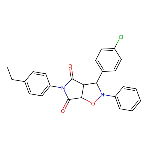 3-(4-chlorophenyl)-5-(4-ethylphenyl)-2-phenyl-3a,6a-dihydro-3H-pyrrolo[3,4-d][1,2]oxazole-4,6-dione structure