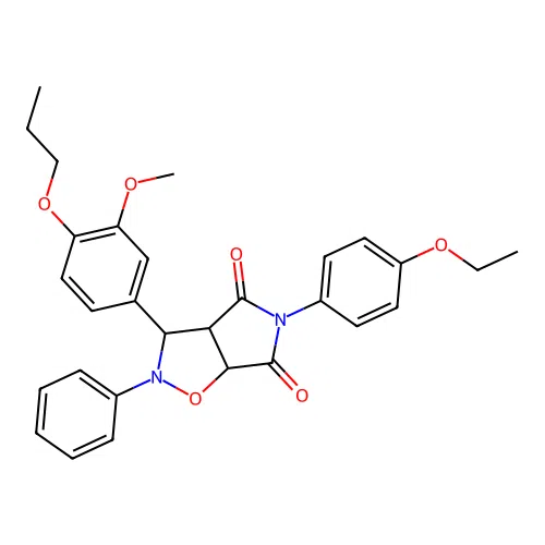 5-(4-ethoxyphenyl)-3-(3-methoxy-4-propoxyphenyl)-2-phenyl-3a,6a-dihydro-3H-pyrrolo[3,4-d][1,2]oxazole-4,6-dione structure