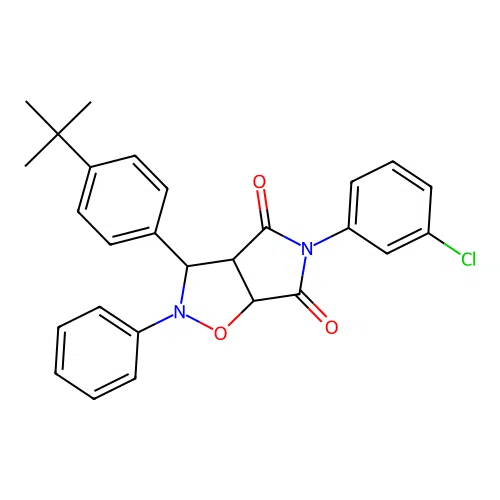 3-(3-chlorophenyl)-7-phenyl-8-(4-tert-butylphenyl)-6-oxa-3,7-diazabicyclo[3.3.0]octane-2,4-dione structure