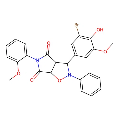 3-(3-bromo-4-hydroxy-5-methoxyphenyl)-5-(2-methoxyphenyl)-2-phenyl-3a,6a-dihydro-3H-pyrrolo[3,4-d][1,2]oxazole-4,6-dione structure