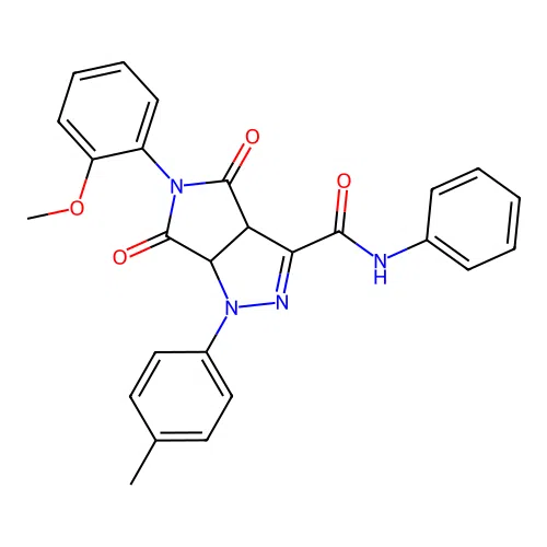5-(2-methoxyphenyl)-1-(4-methylphenyl)-4,6-dioxo-N-phenyl-1,3a,4,5,6,6a-hexahydropyrrolo[3,4-c]pyrazole-3-carboxamide structure