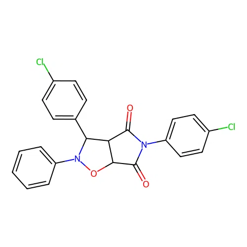 3,5-bis(4-chlorophenyl)-2-phenyl-3a,6a-dihydro-3H-pyrrolo[3,4-d][1,2]oxazole-4,6-dione structure