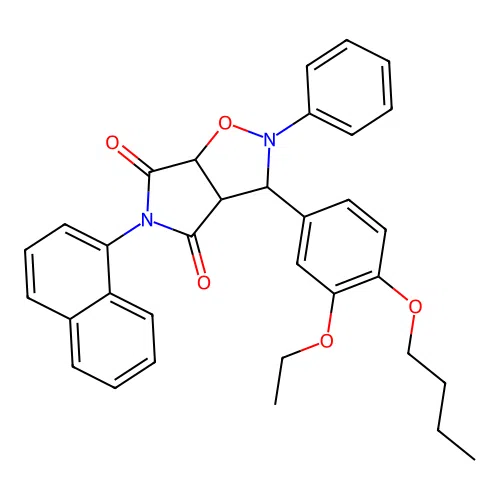 3-(4-butoxy-3-ethoxyphenyl)-5-(naphthalen-1-yl)-2-phenyldihydro-2H-pyrrolo[3,4-d][1,2]oxazole-4,6(3H,5H)-dione structure