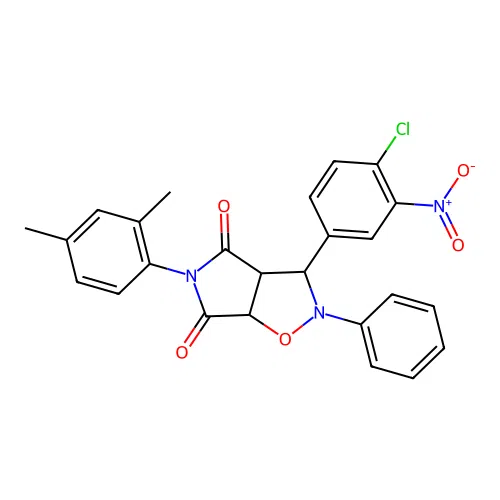 3-(4-chloro-3-nitrophenyl)-5-(2,4-dimethylphenyl)-2-phenyl-3a,6a-dihydro-3H-pyrrolo[3,4-d][1,2]oxazole-4,6-dione structure