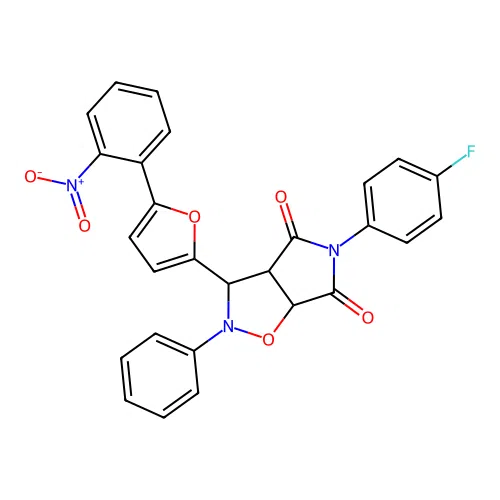 5-(4-fluorophenyl)-3-(5-(2-nitrophenyl)furan-2-yl)-2-phenyldihydro-2H-pyrrolo[3,4-d]isoxazole-4,6(5H,6aH)-dione structure