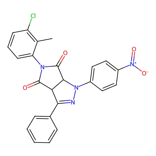 5-(3-chloro-2-methylphenyl)-1-(4-nitrophenyl)-3-phenyl-1,6a-dihydropyrrolo[3,4-c]pyrazole-4,6(3aH,5H)-dione structure