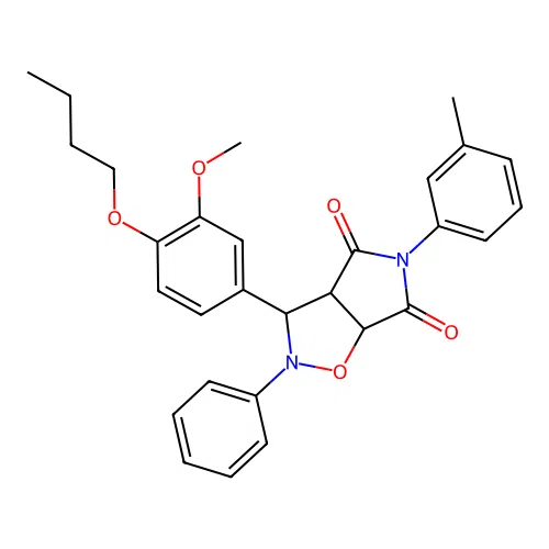 3-(4-butoxy-3-methoxyphenyl)-2-phenyl-5-(m-tolyl)dihydro-2H-pyrrolo[3,4-d]isoxazole-4,6(5H,6aH)-dione structure
