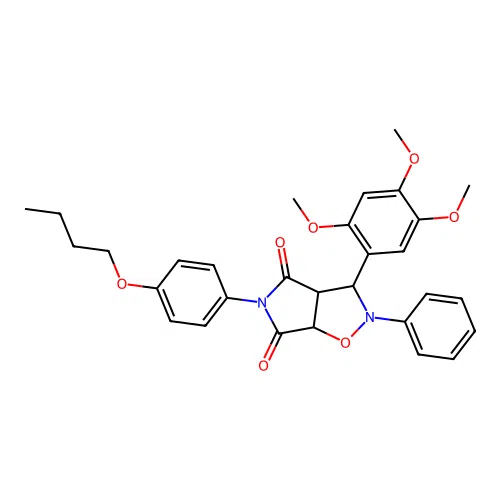 5-(4-butoxyphenyl)-2-phenyl-3-(2,4,5-trimethoxyphenyl)-3a,6a-dihydro-3H-pyrrolo[3,4-d][1,2]oxazole-4,6-dione structure
