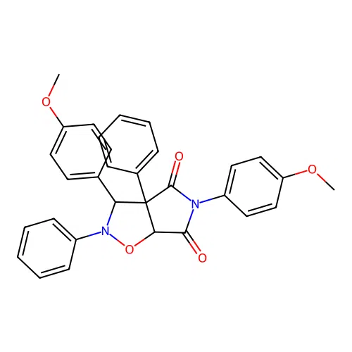 3,5-bis(4-methoxyphenyl)-2,3a-diphenyl-3,6a-dihydropyrrolo[3,4-d][1,2]oxazole-4,6-dione structure