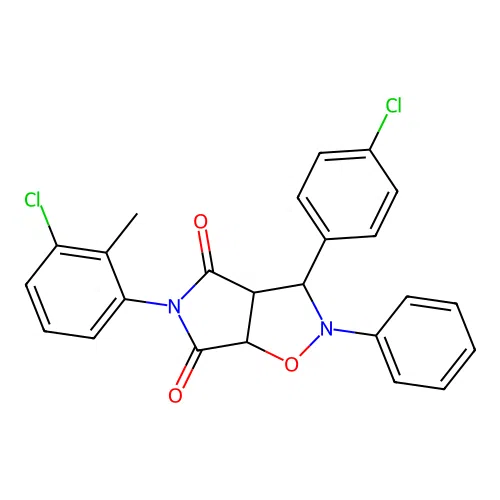 5-(3-chloro-2-methylphenyl)-3-(4-chlorophenyl)-2-phenyl-3a,6a-dihydro-3H-pyrrolo[3,4-d][1,2]oxazole-4,6-dione structure