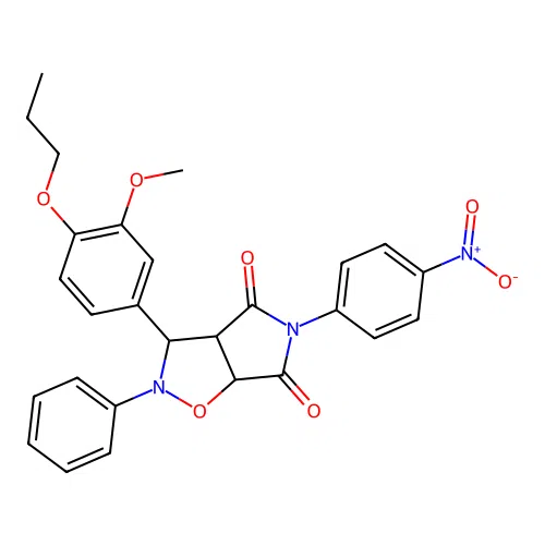 3-(3-methoxy-4-propoxyphenyl)-5-(4-nitrophenyl)-2-phenyl-3a,6a-dihydro-3H-pyrrolo[3,4-d][1,2]oxazole-4,6-dione structure