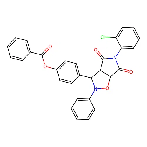 [4-[3-(2-chlorophenyl)-2,4-dioxo-7-phenyl-6-oxa-3,7-diazabicyclo[3.3.0]oct-8-yl]phenyl] Benzoate structure