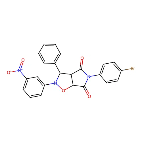 3-(4-bromophenyl)-7-(3-nitrophenyl)-8-phenyl-6-oxa-3,7-diazabicyclo[3.3.0]octane-2,4-dione structure