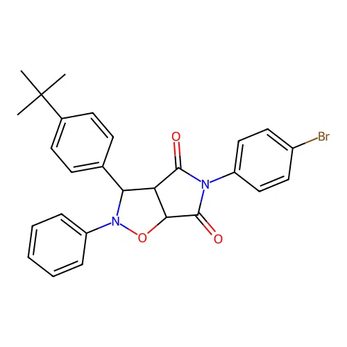 3-(4-bromophenyl)-7-phenyl-8-(4-tert-butylphenyl)-6-oxa-3,7-diazabicyclo[3.3.0]octane-2,4-dione structure