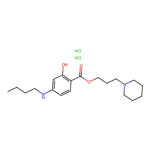 Salicylic acid, 4-butylamino-, 3-piperidinopropyl ester, dihydrochloride structure