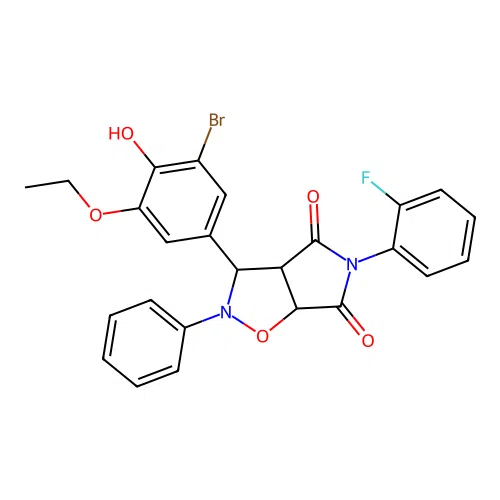 3-(3-bromo-5-ethoxy-4-hydroxyphenyl)-5-(2-fluorophenyl)-2-phenyl-3a,6a-dihydro-3H-pyrrolo[3,4-d][1,2]oxazole-4,6-dione structure