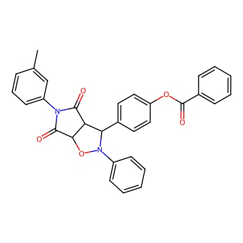4-(4,6-dioxo-2-phenyl-5-(m-tolyl)hexahydro-2H-pyrrolo[3,4-d]isoxazol-3-yl)phenyl benzoate structure