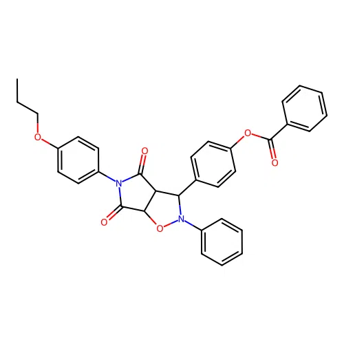 [4-[2,4-dioxo-7-phenyl-3-(4-propoxyphenyl)-6-oxa-3,7-diazabicyclo[3.3.0]oct-8-yl]phenyl] Benzoate structure