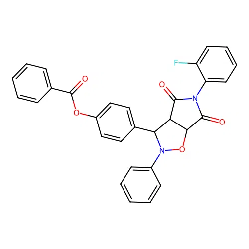 [4-[3-(2-fluorophenyl)-2,4-dioxo-7-phenyl-6-oxa-3,7-diazabicyclo[3.3.0]oct-8-yl]phenyl] Benzoate structure