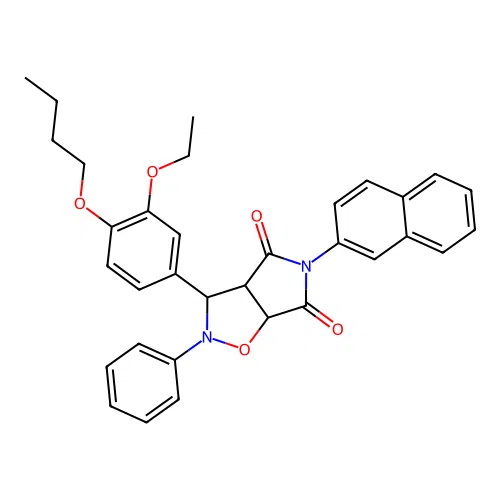 3-(4-butoxy-3-ethoxyphenyl)-5-(naphthalen-2-yl)-2-phenyldihydro-2H-pyrrolo[3,4-d][1,2]oxazole-4,6(3H,5H)-dione structure