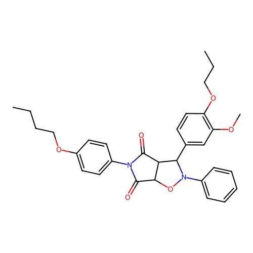 5-(4-butoxyphenyl)-3-(3-methoxy-4-propoxyphenyl)-2-phenyl-3a,6a-dihydro-3H-pyrrolo[3,4-d][1,2]oxazole-4,6-dione structure