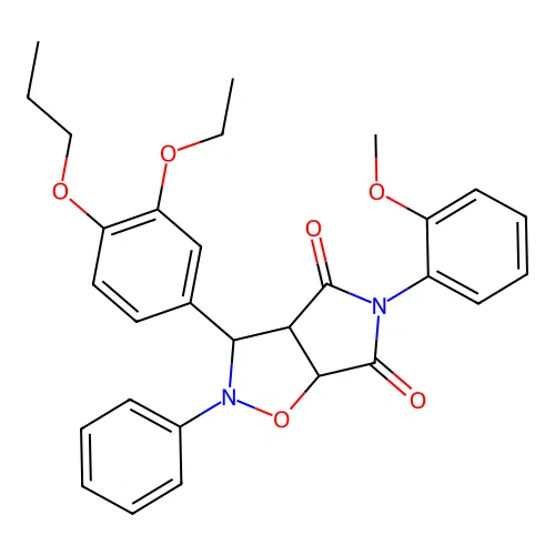 3-(3-ethoxy-4-propoxyphenyl)-5-(2-methoxyphenyl)-2-phenyl-3a,6a-dihydro-3H-pyrrolo[3,4-d][1,2]oxazole-4,6-dione structure