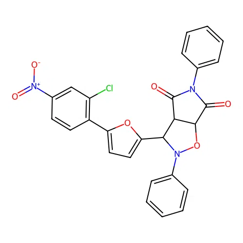 3-(5-(2-chloro-4-nitrophenyl)furan-2-yl)-2,5-diphenyldihydro-2H-pyrrolo[3,4-d]isoxazole-4,6(5H,6aH)-dione structure