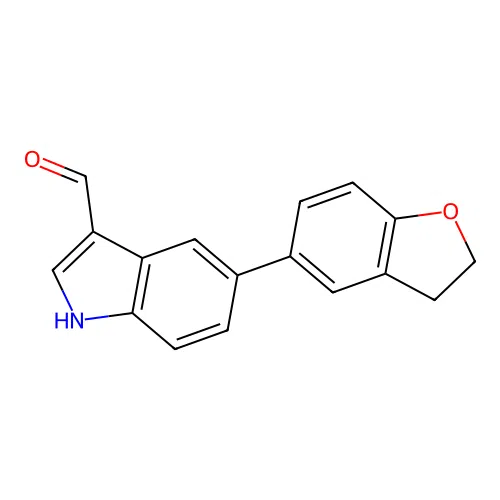 5-(2,3-dihydro-1-benzofuran-5-yl)-1H-indole-3-carbaldehyde structure