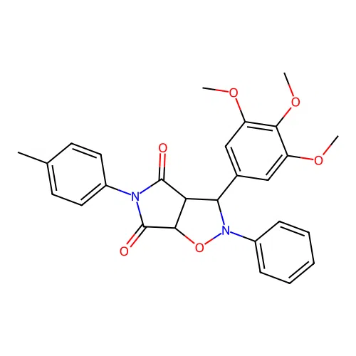 2-phenyl-5-(p-tolyl)-3-(3,4,5-trimethoxyphenyl)dihydro-2H-pyrrolo[3,4-d]isoxazole-4,6(5H,6aH)-dione structure