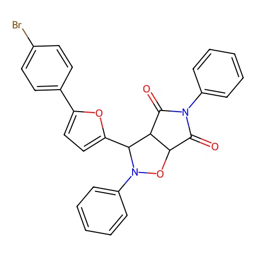 3-(5-(4-bromophenyl)furan-2-yl)-2,5-diphenyldihydro-2H-pyrrolo[3,4-d]isoxazole-4,6(5H,6aH)-dione structure