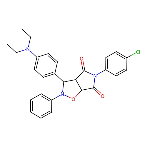 3-(4-chlorophenyl)-8-(4-diethylaminophenyl)-7-phenyl-6-oxa-3,7-diazabicyclo[3.3.0]octane-2,4-dione structure