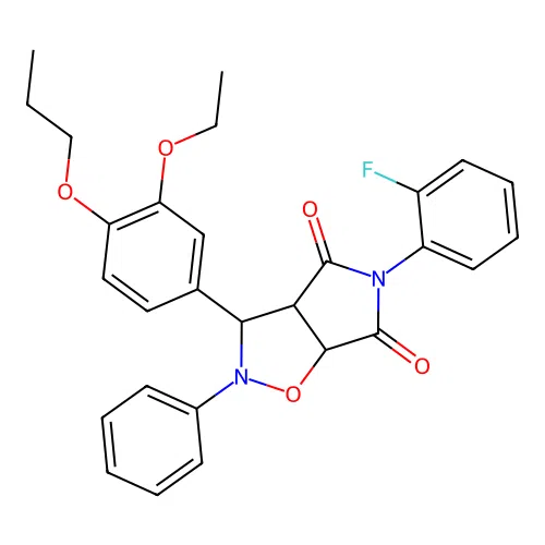 3-(3-ethoxy-4-propoxyphenyl)-5-(2-fluorophenyl)-2-phenyl-3a,6a-dihydro-3H-pyrrolo[3,4-d][1,2]oxazole-4,6-dione structure