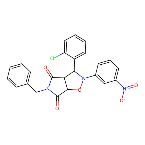 3-benzyl-8-(2-chlorophenyl)-7-(3-nitrophenyl)-6-oxa-3,7-diazabicyclo[3.3.0]octane-2,4-dione structure