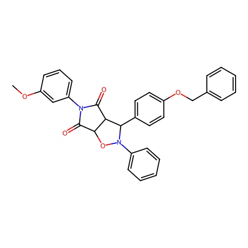 3-(4-(benzyloxy)phenyl)-5-(3-methoxyphenyl)-2-phenyldihydro-2H-pyrrolo[3,4-d]isoxazole-4,6(5H,6aH)-dione structure