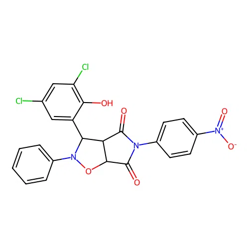 3-(3,5-dichloro-2-hydroxyphenyl)-5-(4-nitrophenyl)-2-phenyl-3a,6a-dihydro-3H-pyrrolo[3,4-d][1,2]oxazole-4,6-dione structure