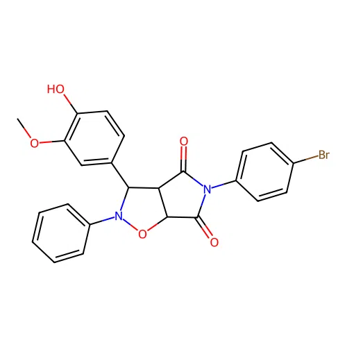 5-(4-bromophenyl)-3-(4-hydroxy-3-methoxyphenyl)-2-phenyl-3a,6a-dihydro-3H-pyrrolo[3,4-d][1,2]oxazole-4,6-dione structure