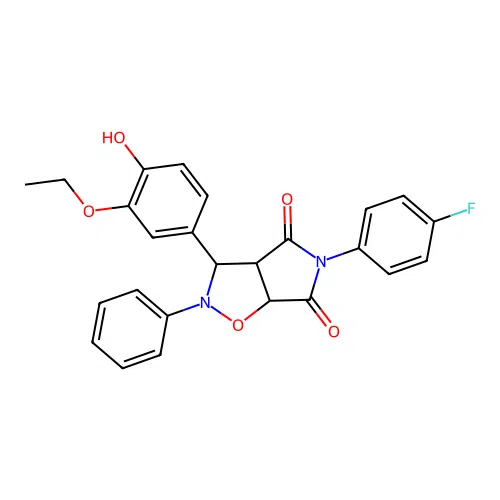3-(3-ethoxy-4-hydroxyphenyl)-5-(4-fluorophenyl)-2-phenyl-3a,6a-dihydro-3H-pyrrolo[3,4-d][1,2]oxazole-4,6-dione structure