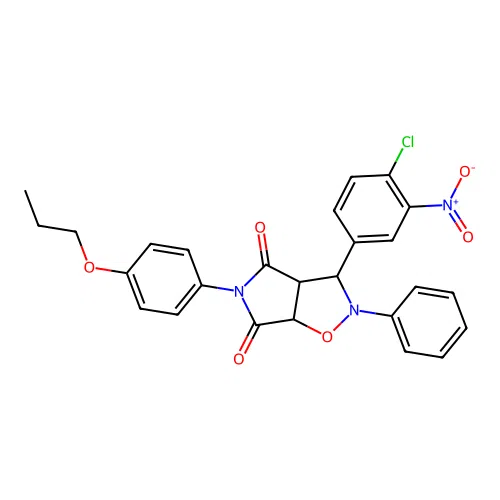 3-(4-chloro-3-nitrophenyl)-2-phenyl-5-(4-propoxyphenyl)-3a,6a-dihydro-3H-pyrrolo[3,4-d][1,2]oxazole-4,6-dione structure