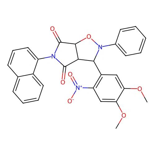 3-(4,5-dimethoxy-2-nitrophenyl)-5-(naphthalen-1-yl)-2-phenyldihydro-2H-pyrrolo[3,4-d][1,2]oxazole-4,6(3H,5H)-dione structure