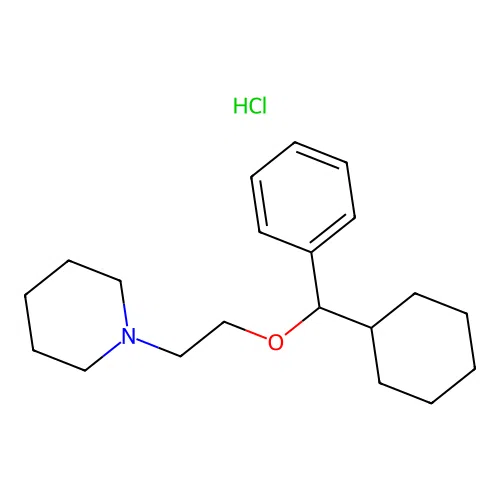Piperidine, 1-(2-((alpha-cyclohexylbenzyl)oxy)ethyl)-, hydrochloride structure