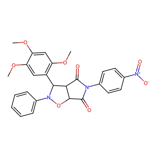 5-(4-nitrophenyl)-2-phenyl-3-(2,4,5-trimethoxyphenyl)-3a,6a-dihydro-3H-pyrrolo[3,4-d][1,2]oxazole-4,6-dione structure