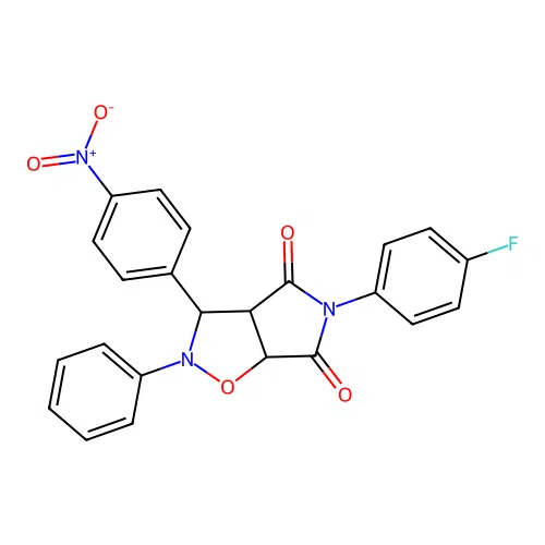 3-(4-fluorophenyl)-8-(4-nitrophenyl)-7-phenyl-6-oxa-3,7-diazabicyclo[3.3.0]octane-2,4-dione structure